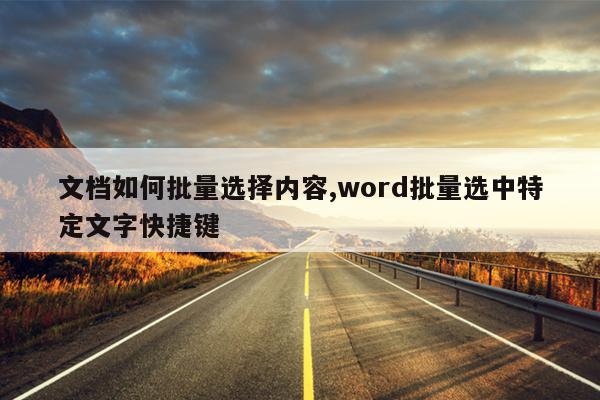 文档如何批量选择内容,word批量选中特定文字快捷键
